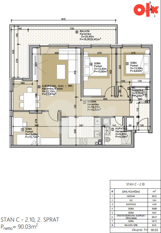 NOVA VOGOŠĆA / NOVOGRADNJA / Četverosobni stanovi 90-96m2 8