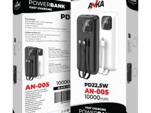 POWER BANK AN-005 10000MAH PD22,5W KABAL 2U1 CRNI