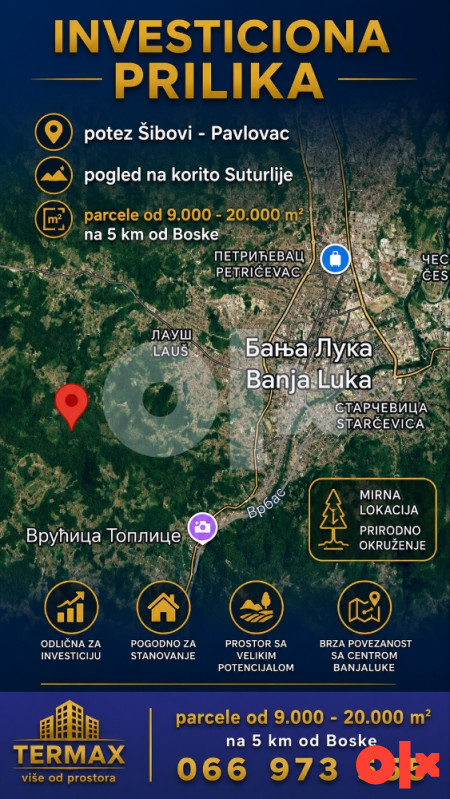 Zemljište Banja Luka 5 km od Boske