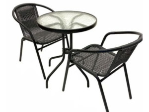 Vrtni metalni bastenski balkonski set 3/1 crna braon