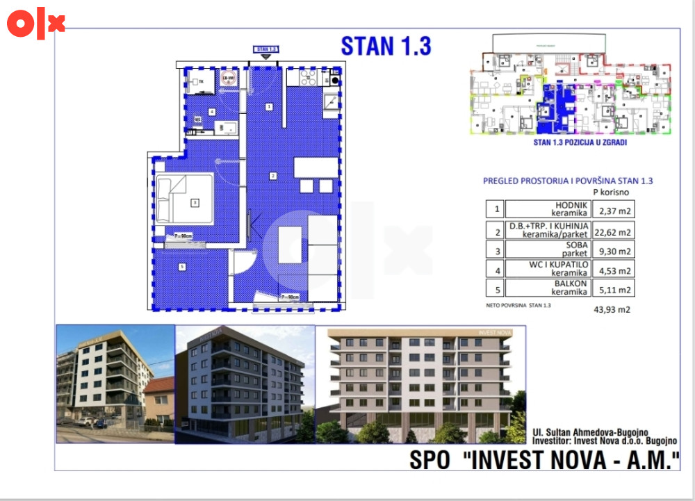 Stanovi NOVOGRADNJA CENTAR Bugojna,  INVEST NOVA DOO BUGOJNO 4