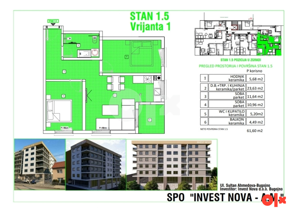 Stanovi NOVOGRADNJA CENTAR Bugojna,  INVEST NOVA DOO BUGOJNO 6