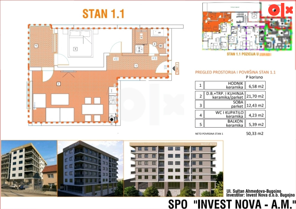 Stanovi NOVOGRADNJA CENTAR Bugojna,  INVEST NOVA DOO BUGOJNO 2