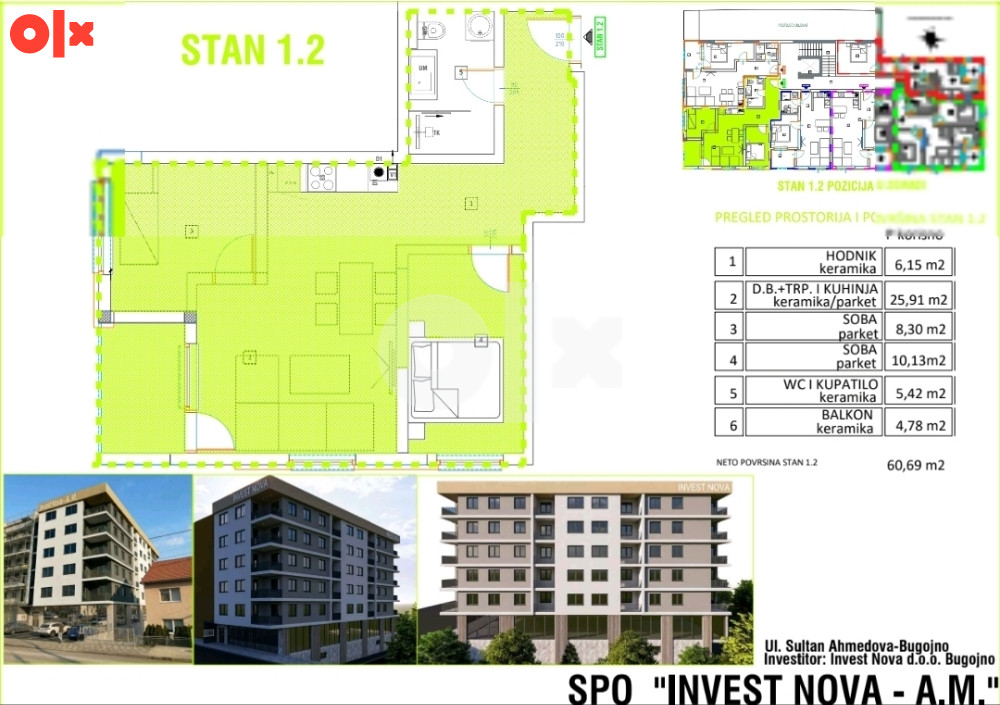 Stanovi NOVOGRADNJA CENTAR Bugojna,  INVEST NOVA DOO BUGOJNO 3