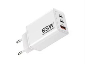 65W GaN Brzi Punjač 2xUSB C USB A bijeli Adapter