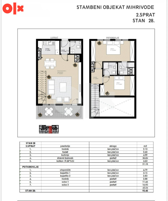 Stanovi Sarajevo - Mihrivode 41-97 m2 15