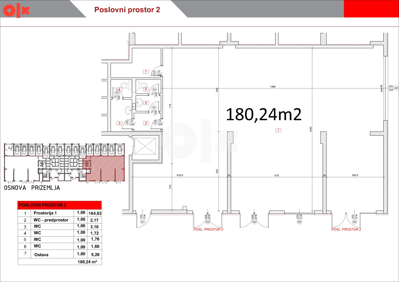 Poslovni prostor Istočno Sarajevo 175m2 i 180m2