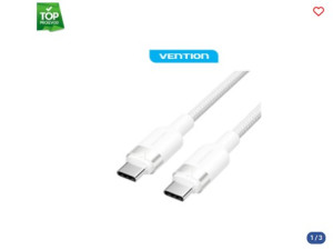 Kabal USB-C na USB-C VENTION 60W 2m bijeli 044712