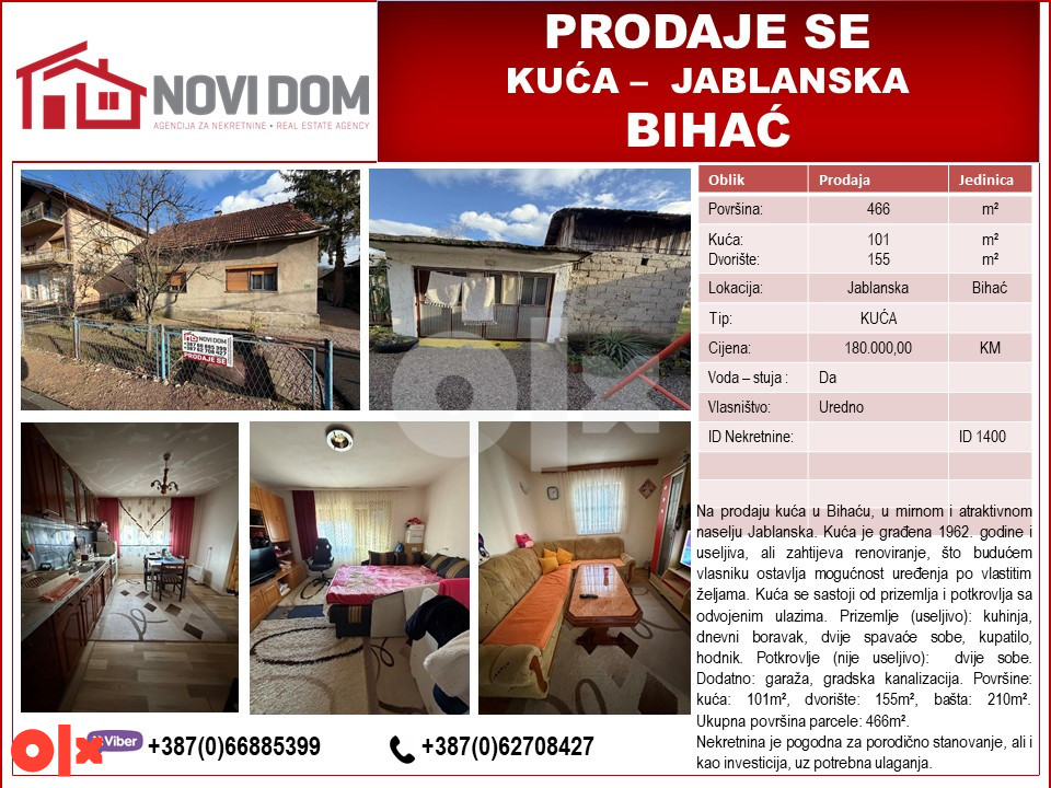 PRODAJE SE - Kuća - Jablanska - BIHAĆ