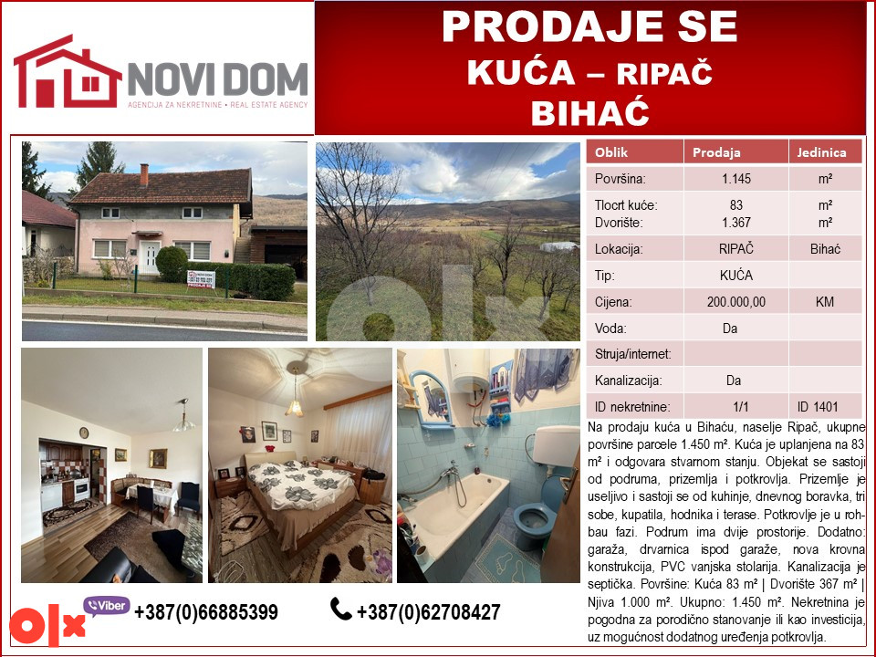 PRODAJE SE - Kuća - RIPAČ - BIHAĆ