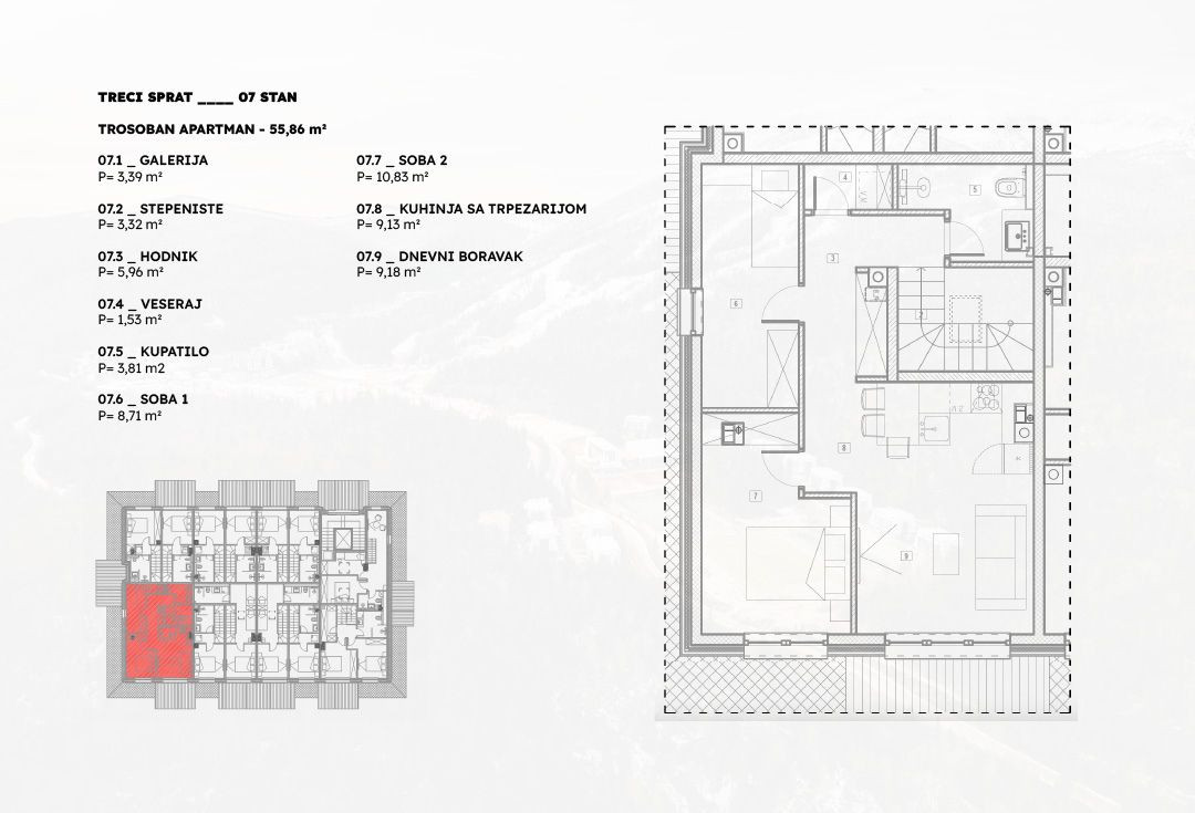 TROSOBAN APARTMAN / NOVOGRADNJA / Bjelašnica / PRODAJA 2
