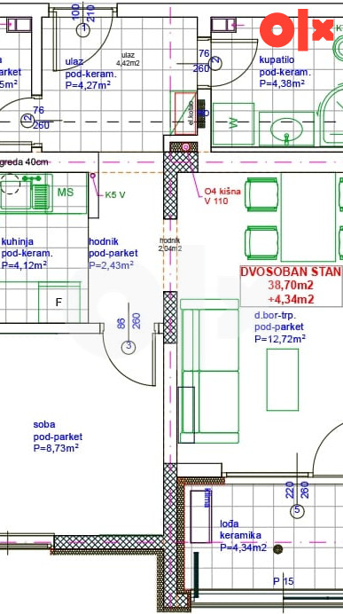 Omega HOME 2 Živinice | A4 - Dvosoban stan 43.04 m2 3