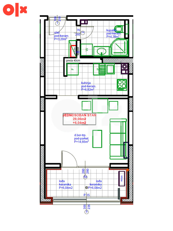 Omega HOME 2 Živinice | A5 - Trosoban stan 35,10 m2 2