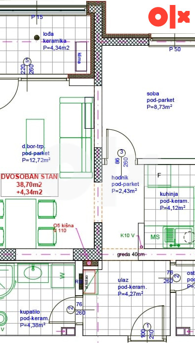 Omega HOME 2 Živinice | A7 - Dvosoban stan 43,04 m2 3