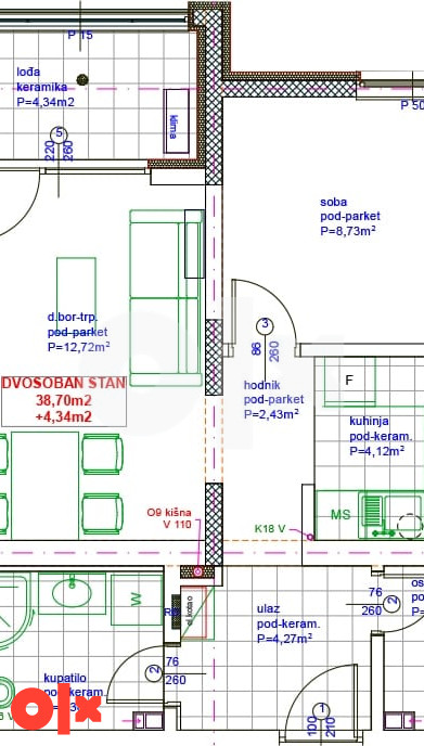 Omega HOME 2 Živinice | B1 Dvosoban stan 43,04 m2 3