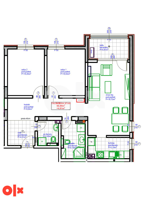 Omega HOME 2 Živinice | B2 - Trosoban stan 71,66m2 2