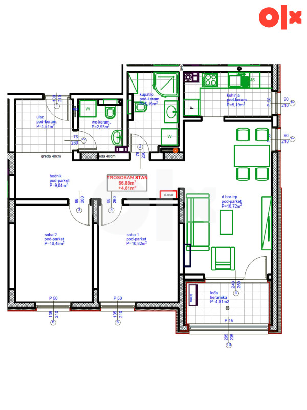 Omega HOME 2 Živinice | B3 - Trosoban stan 71,66m2 2