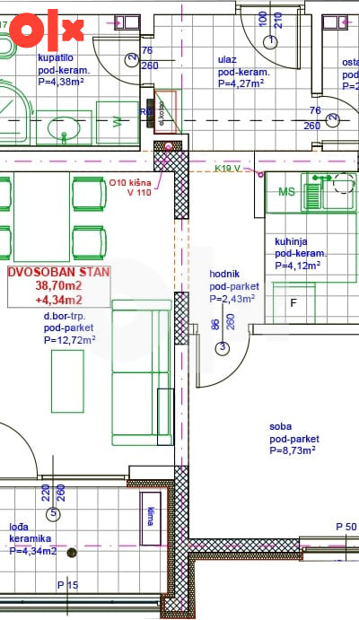 Omega HOME 2 Živinice | B4 - Dvosoban stan 43,04 m2 3
