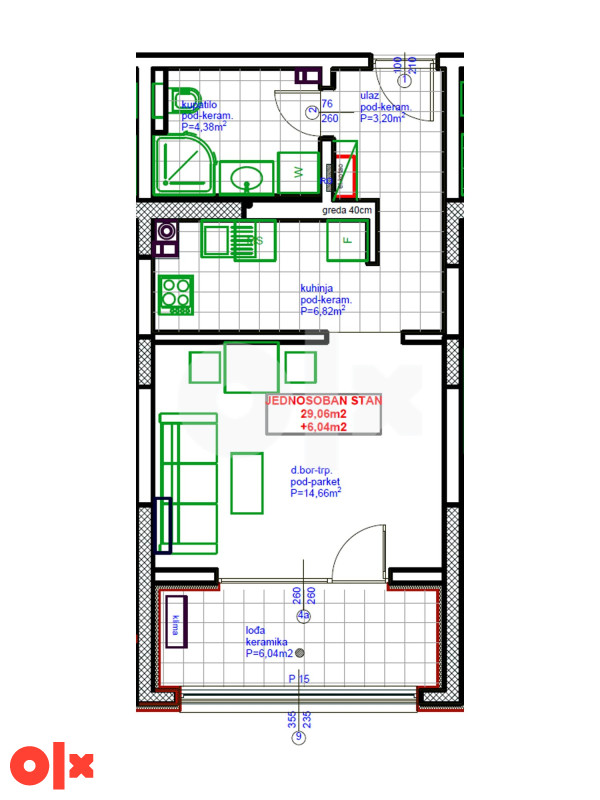 Omega HOME 2 Živinice | B5 - Jednosoban stan 35,10 m2 2