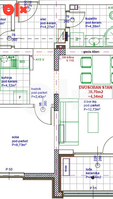 Omega HOME 2 Živinice | B6 - Dvosoban stan 43,04m2 3