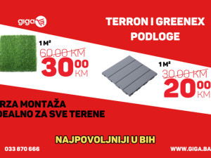 GIGA.BA VANJSKE PODNE OBLOGE 1M² UMJETNA TRAVA I DECKING PLOČE