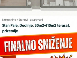 Stan Pale, Dedinje, 30m2+(10m2 terasa), prizemlje