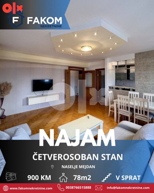 Četverosoban stan za najam, naselje Mejdan