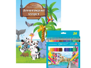 DJEČIJI SET BOJANKA ŽIVOTINJSKI SVIJET+ 24 BOJICE