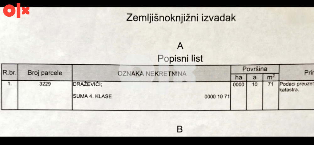 Zemljište Kiseljak Draževići Kobiljača 1070 m2 parcela 2