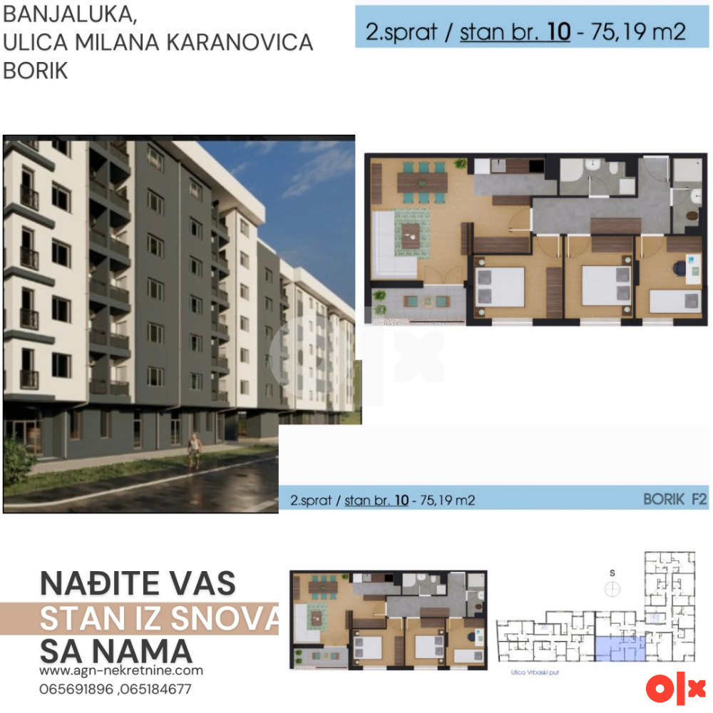 Stan sa 3 sobe Banja Luka 75.19m2