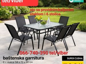 Vrtna bastanska Garnitura set sto 150x90cm + 6 stolica