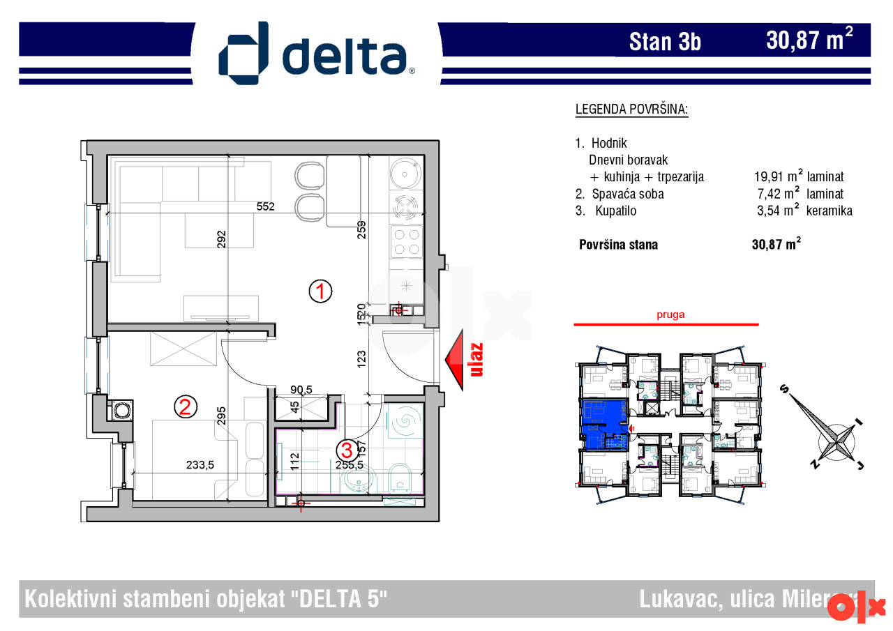 Stan 11 B DELTA 5 Lukavac 30.89m2 2