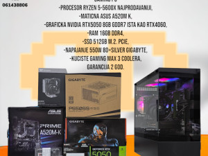 Gaming PC Ryzen 5-5600X, NVIDIA RTX5050, RAM 16GB, SSD 512GB