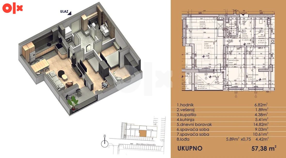 Banja Luka novogradnja 49m2 2