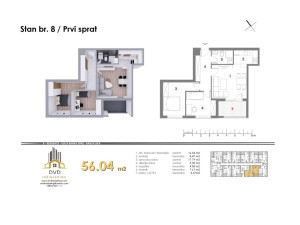 Na prodaju trosoban stan u izgradnji 56m2, naselje Mjesec