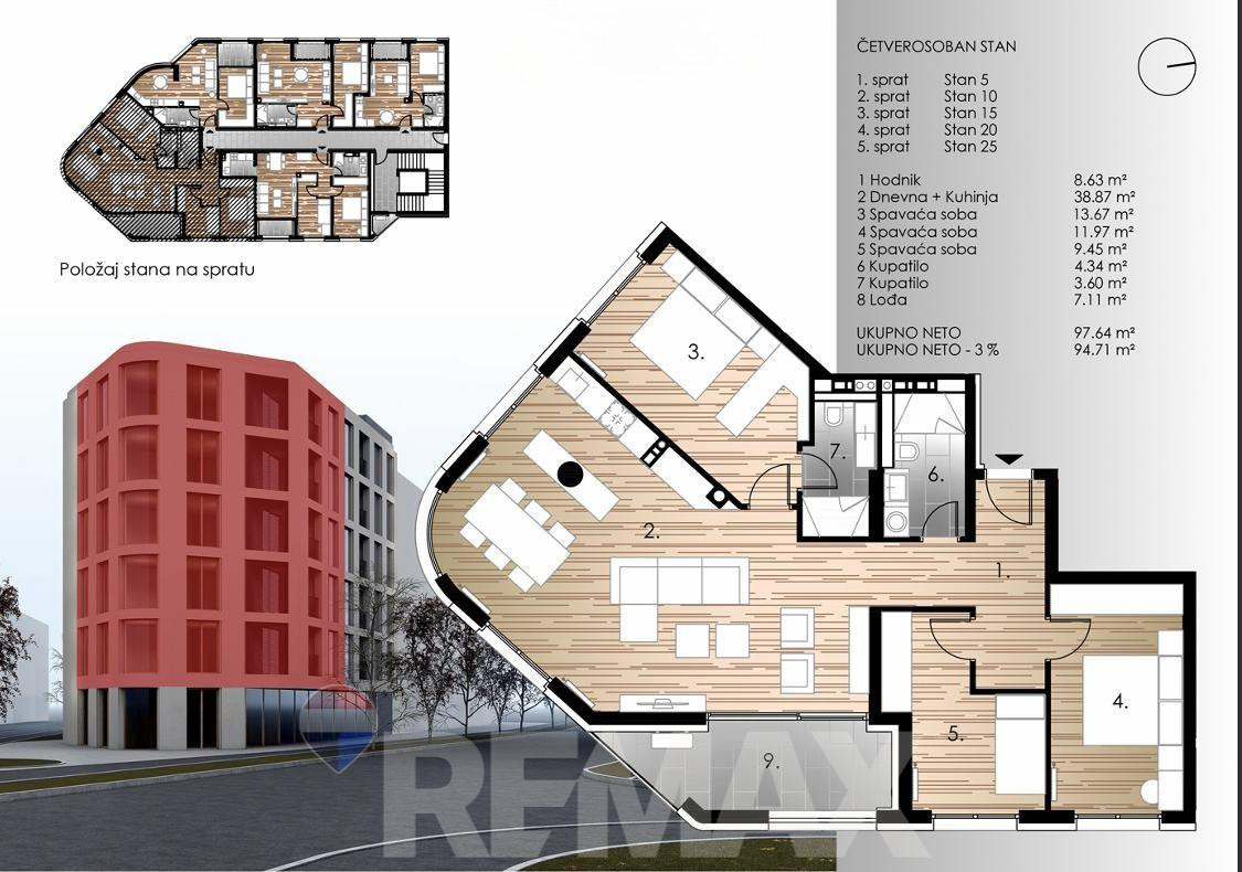 Četverosoban stan kod Venecija mosta - 95m2 9