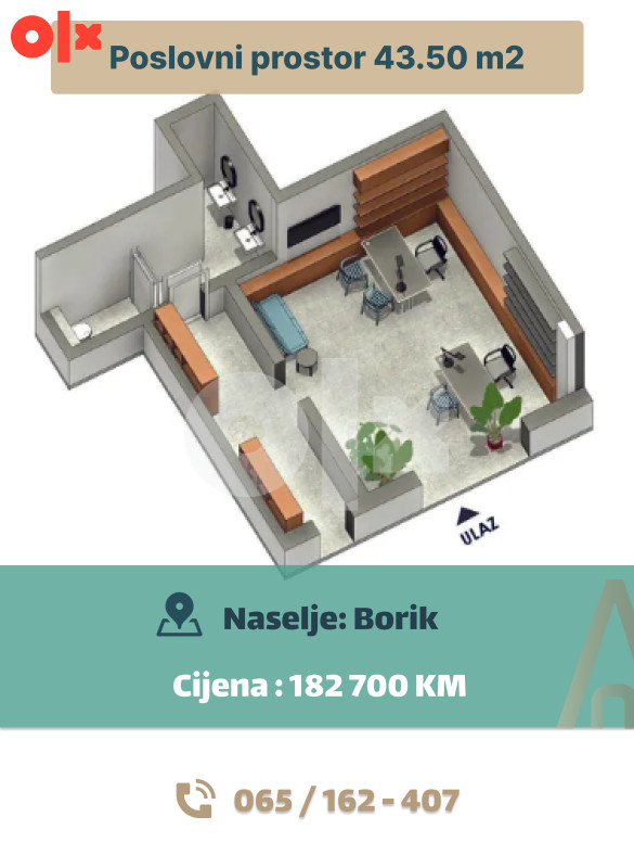 Nov poslovni prostor Banja Luka, 43.5m2