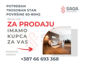 Trazimo trosoban stan za prodaju