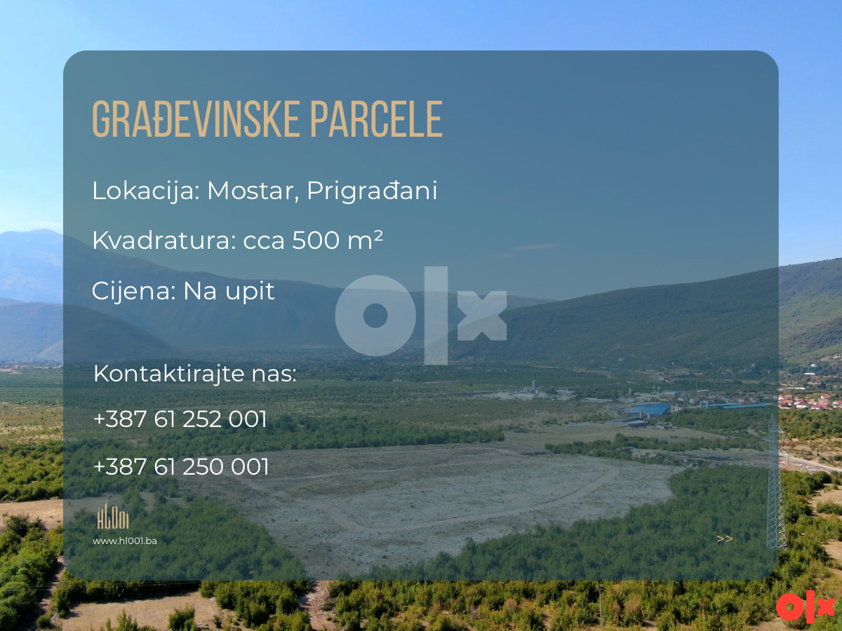 Zemljište građevinske parcele - Mostar, Prigrađani