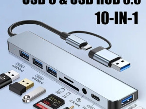 USB-C Hub 8-u-1 Docking Station | USB 3.0 / SD/TF / 3.5mm Audio