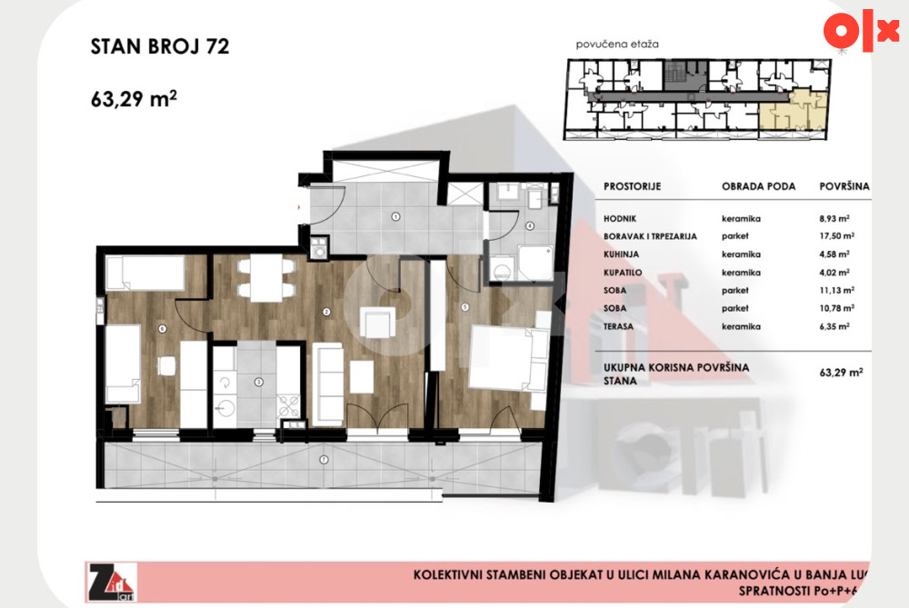 Stanovi 42 m2 - 63 m2 Borik, Milana Karanovića 7