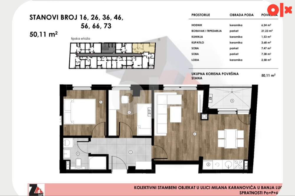 Stanovi 42 m2 - 63 m2 Borik, Milana Karanovića 10