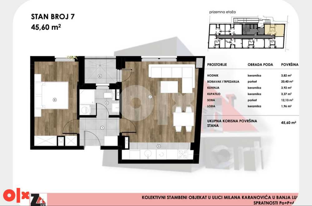 Stanovi 42 m2 - 63 m2 Borik, Milana Karanovića 9