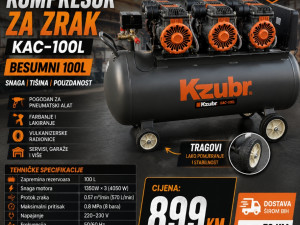 KOMPRESOR ZA ZRAK KZUBR BESUMNI KAC-100L 100L