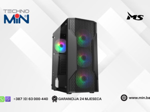 MS ARMOR V725 Gaming kućište Midi Tower, ATX, 4x ARGB, USB-C Crna