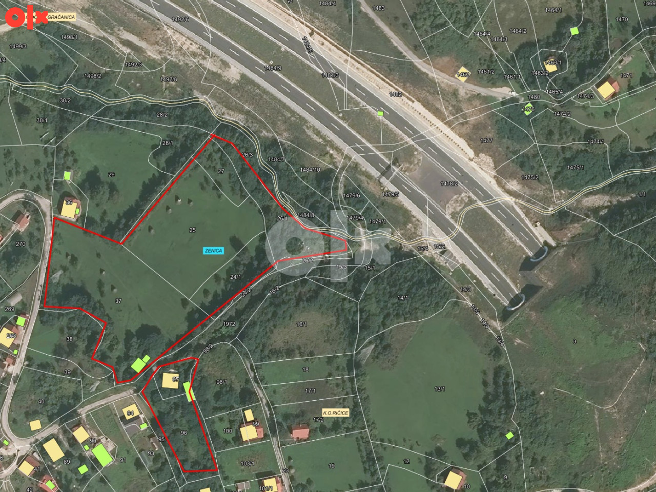 Zemljište 12765 m2 uz Autoput Zenica  blizu Naplatnih Rampi