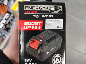 BATERIJA ENERGY+ 18 V 6,0 AH GRAPHITE