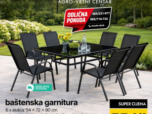 Vrtna baštenska garnitura crni sto 150x90cm i 6 stolica Valencia