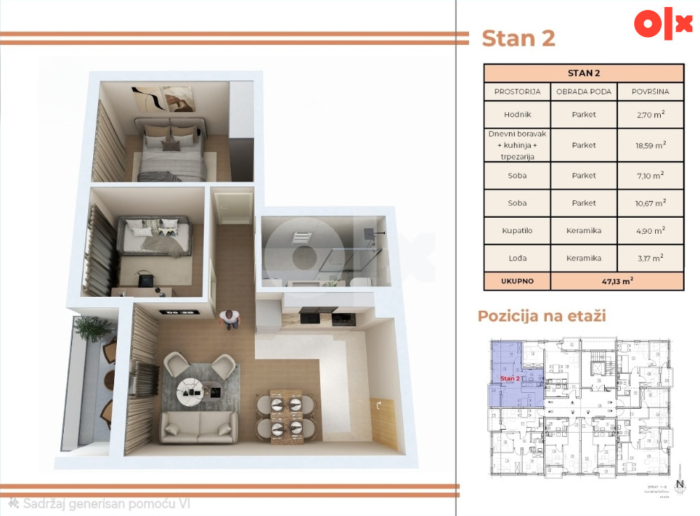 Stanovi Pale novogradnja, po promo cijenama,od 31,65m2 do 66,60m2 2