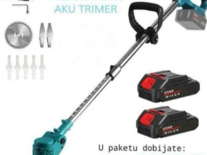 Aku trimer za travu na baterije sa opremom